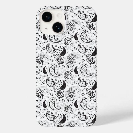 Zwart-wit paisleypatroon – Elegante textielkunst Case-Mate iPhone Case (Achterkant)