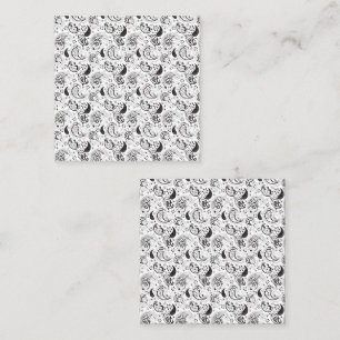 Zwart-wit paisleypatroon – Elegante textielkunst Contactkaartje
