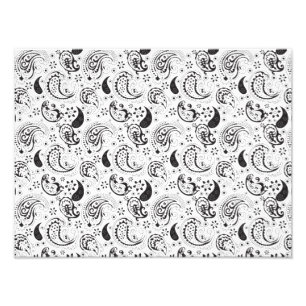 Zwart-wit paisleypatroon – Elegante textielkunst Foto Afdruk