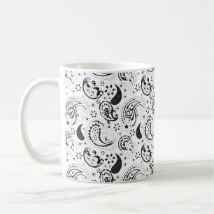 Zwart-wit paisleypatroon – Elegante textielkunst Koffiemok