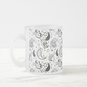 Zwart-wit paisleypatroon – Elegante textielkunst Matglas Koffiemok