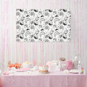 Zwart-wit paisleypatroon – Elegante textielkunst Spandoek