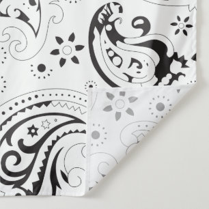 Zwart-wit paisleypatroon – Elegante textielkunst Wandkleed