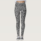Zwart-wit paisleypatroon leggings (Voorkant)