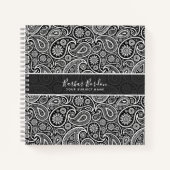 Zwart-wit paisleypatroon notitieboek (Voorkant)