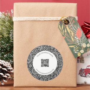 Zwart-wit  paisleypatroon ronde sticker