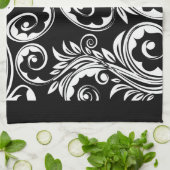 Zwart wit paisleypatroon theedoek (Gevouwen)