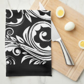 Zwart wit paisleypatroon theedoek (Quarter Fold)