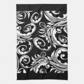 Zwart wit paisleypatroon theedoek (Verticaal)
