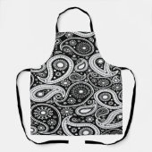 Zwart-wit Paisly Print Schort (Voorkant)