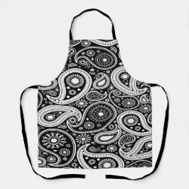 Zwart-wit Paisly Print Schort