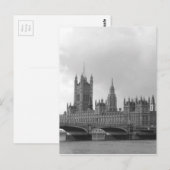 Zwart-wit paleis van Westminster Briefkaart (Voorkant / Achterkant)