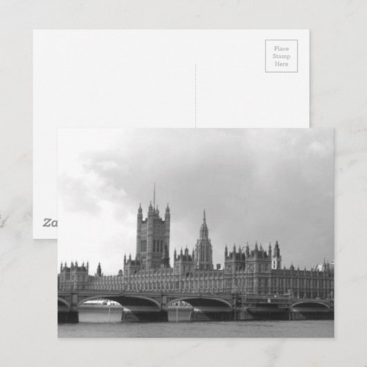 Zwart-wit paleis van Westminster Briefkaart (Voorkant / Achterkant)