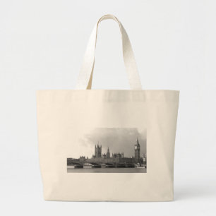 Zwart wit paleis van Westminster Grote Tote Bag