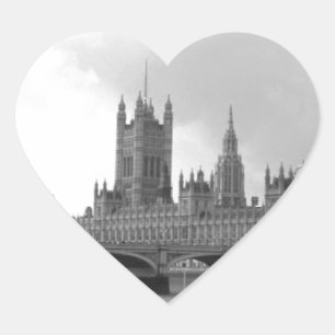 Zwart wit paleis van Westminster Hart Sticker