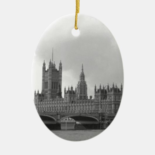 Zwart wit paleis van Westminster Keramisch Ornament (Voorkant)