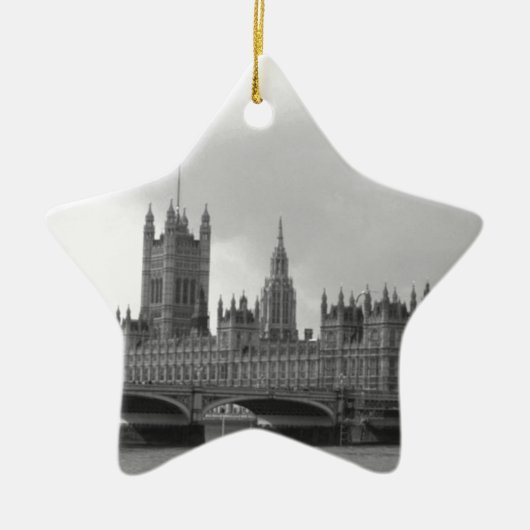 Zwart wit paleis van Westminster Keramisch Ornament (Voorkant)