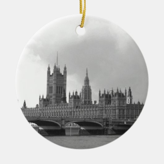 Zwart wit paleis van Westminster Keramisch Ornament (Voorkant)