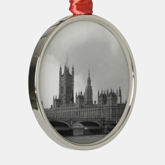 Zwart wit paleis van Westminster Metalen Ornament (Rechts)