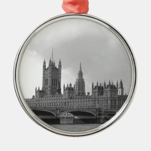 Zwart wit paleis van Westminster Metalen Ornament (Voorkant)
