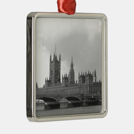 Zwart wit paleis van Westminster Metalen Ornament (Rechts)