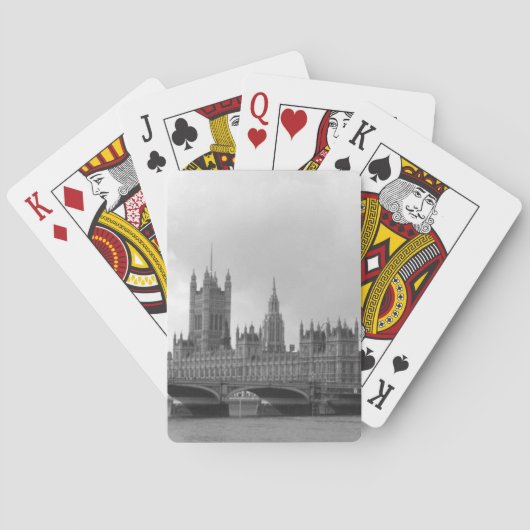 Zwart wit paleis van Westminster Pokerkaarten (Achterkant)