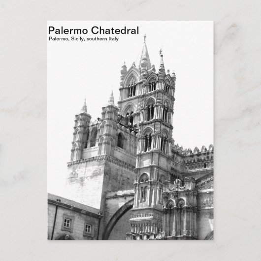 Zwart-wit Palermo Chatedraal Briefkaart (Voorkant)