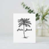 Zwart-wit Palm Beach Florida & Palm design Briefkaart (Staand voorkant)