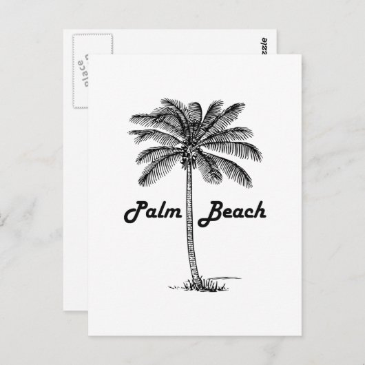 Zwart-wit Palm Beach Florida & Palm design Briefkaart (Voorkant / Achterkant)