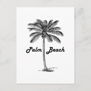 Zwart-wit Palm Beach Florida & Palm design Briefkaart