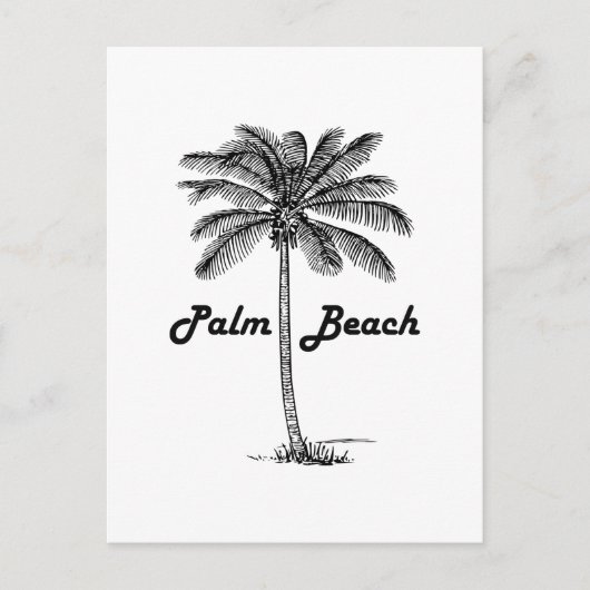 Zwart-wit Palm Beach Florida & Palm design Briefkaart (Voorkant)