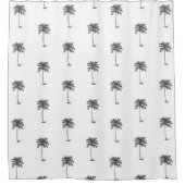 Zwart-wit Palm Palmetto bomen Douchegordijn (Voorkant)