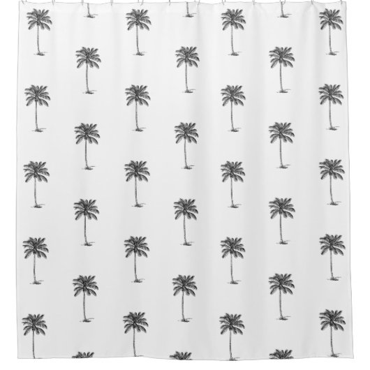 Zwart-wit Palm Palmetto bomen Douchegordijn (Voorkant)