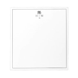 Zwart-Wit Palm Palmetto Boom Monogram Notitieblok