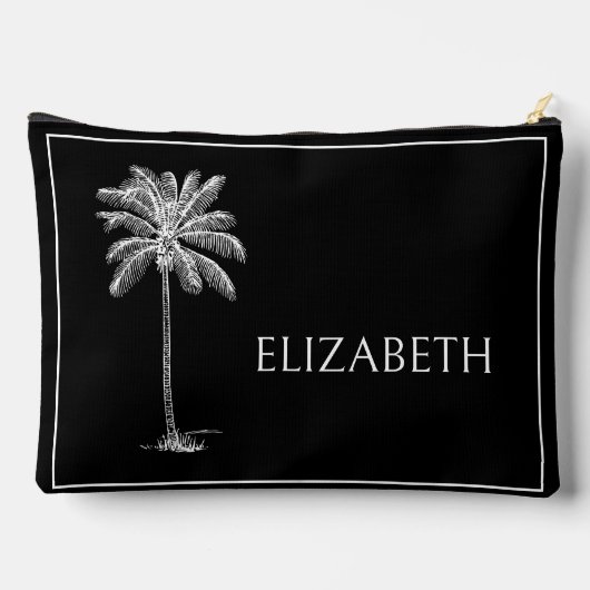 Zwart-wit Palm Palmetto Tree Gepersonaliseerd Etui (Achterkant)
