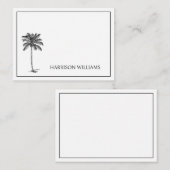 Zwart-wit Palm Palmetto Tree Gepersonaliseerd Notitiekaartje (Voorkant / Achterkant)