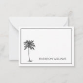 Zwart-wit Palm Palmetto Tree Gepersonaliseerd Notitiekaartje (Voorkant)