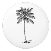 Zwart-wit Palm Palmetto Tree Keramische Knop (Voorkant)