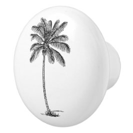 Zwart-wit Palm Palmetto Tree Keramische Knop