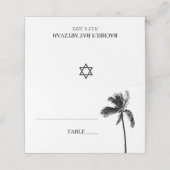 Zwart-wit Palm Tree Bat Mitzvah Place Card Plaatskaartje (Buitenkant ongevouwen)