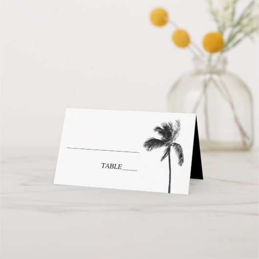 Zwart-wit Palm Tree Bat Mitzvah Place Card Plaatskaartje (Voorkant)