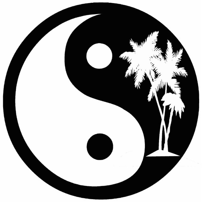 Zwart-wit Palm Tree Yin Yang Symbool Fotobeeldje Ornament (Voorkant)