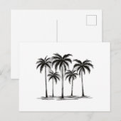 Zwart & Wit Palm Trees Graphic T-Shirt voor Heren Briefkaart (Voorkant / Achterkant)