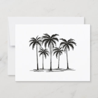 Zwart & Wit Palm Trees Graphic T-Shirt voor Heren  Briefkaart