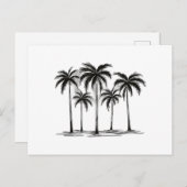 Zwart & Wit Palm Trees Graphic T-Shirt voor Heren  Feestdagenkaart (Voorkant / Achterkant)