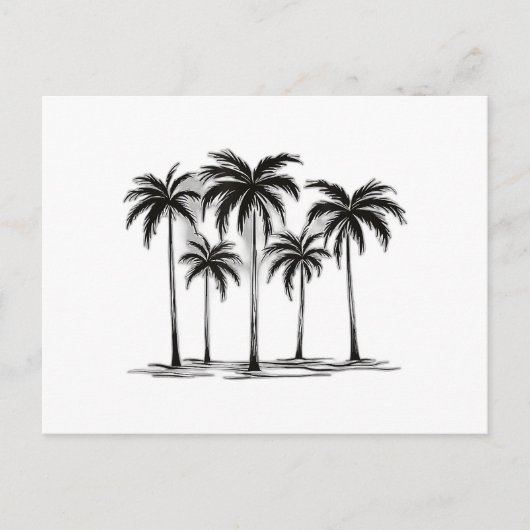 Zwart & Wit Palm Trees Graphic T-Shirt voor Heren  Feestdagenkaart (Voorkant)
