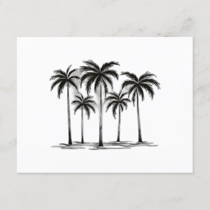 Zwart & Wit Palm Trees Graphic T-Shirt voor Heren Informatiekaartje