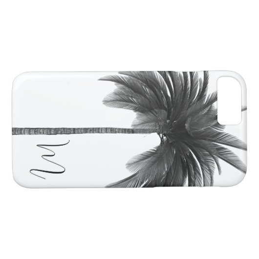 Zwart wit palmboom  Elegant Monogram Case-Mate iPhone Case (Achterkant (Horizontaal))