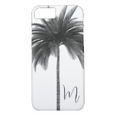 Zwart wit palmboom Elegant Monogram Case-Mate iPhone Case (Achterkant)