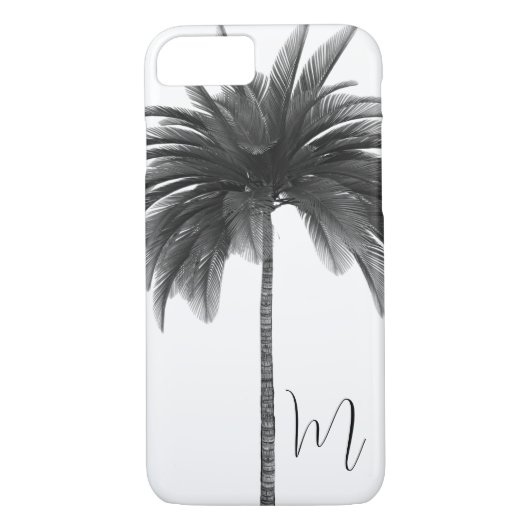 Zwart wit palmboom Elegant Monogram Case-Mate iPhone Case (Achterkant)